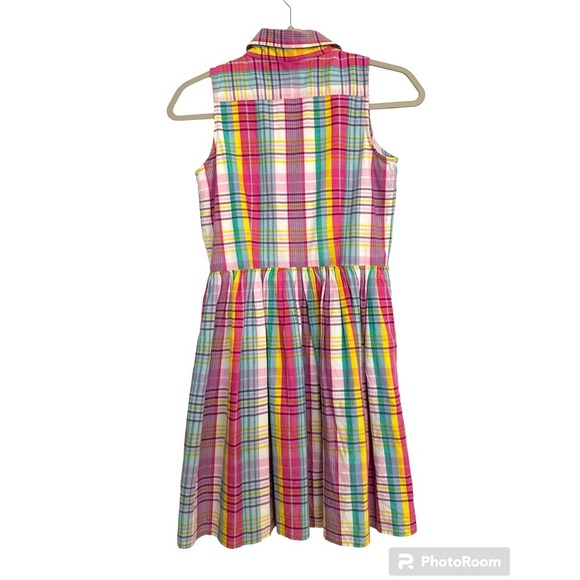 Polo Ralph Lauren Girls Pink Blue Multi Color Cotton Madras Shirt Dress Size 14 - Picture 3 of 7